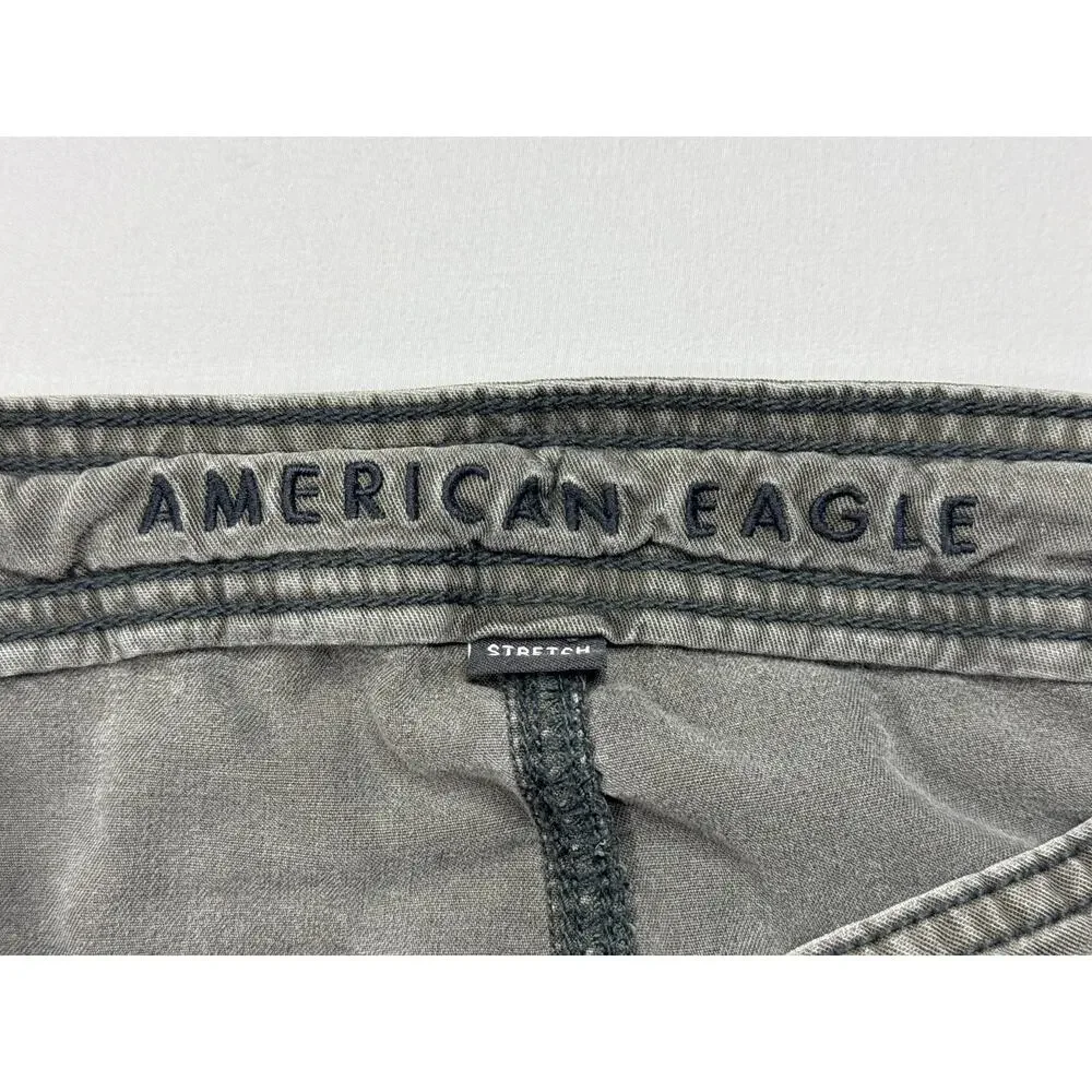 American Eagle Women's Baggy Wide Leg Gray Cargo Pants - 00 (25x29.5) - Picture 3 of 5